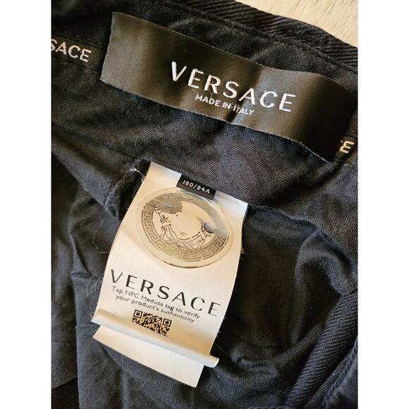 Versace Collection Mens Straight Leg Dress Pants Black EUR 50 Made In Italy 2a - Picture 4 of 8
